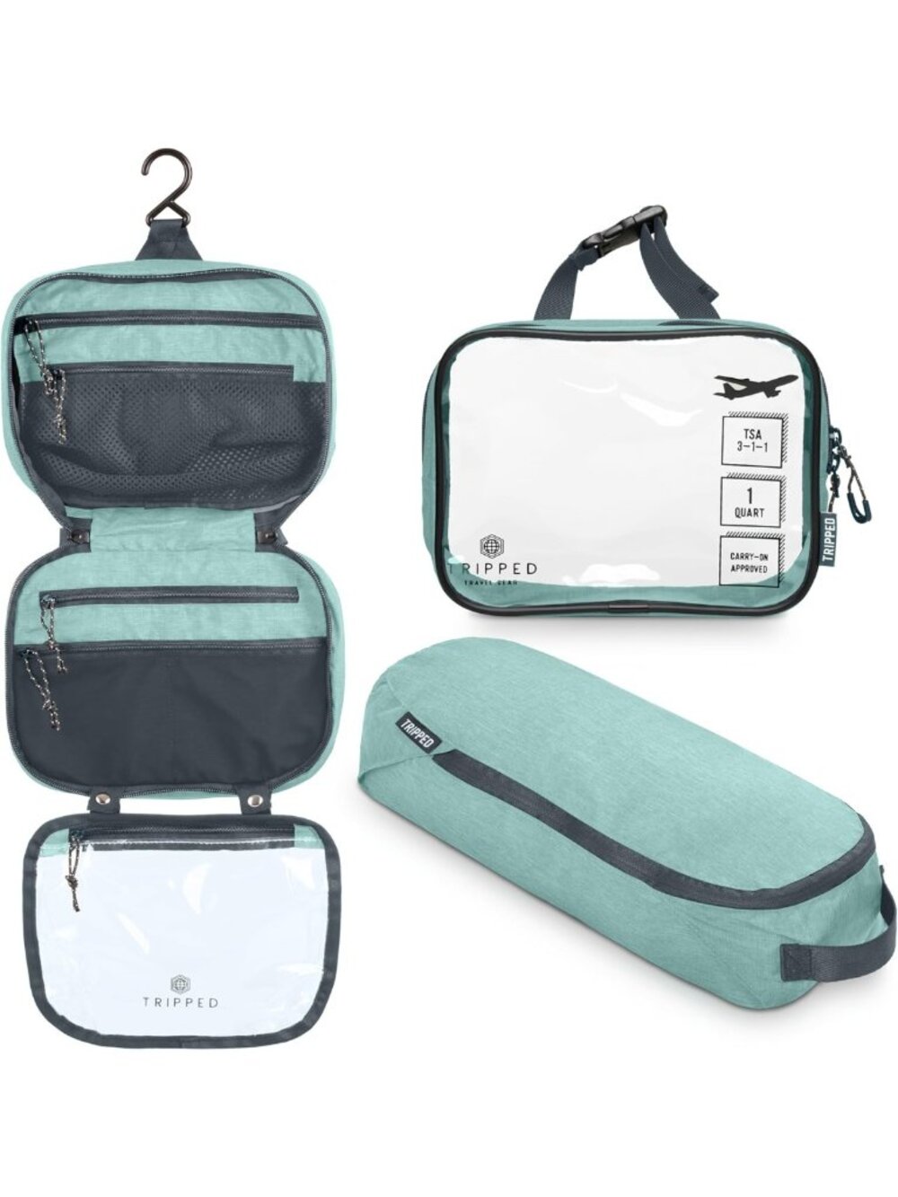 Travel Toiletry Bag Set: Hanging Organizer + TSA Compliant Cosmetic Bag